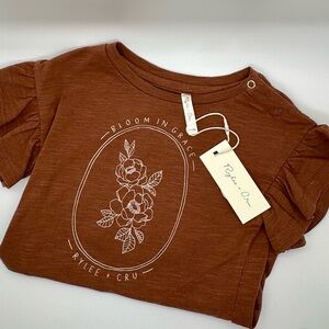 Rylee + Cru Brown Kids Shirt with Floral Design